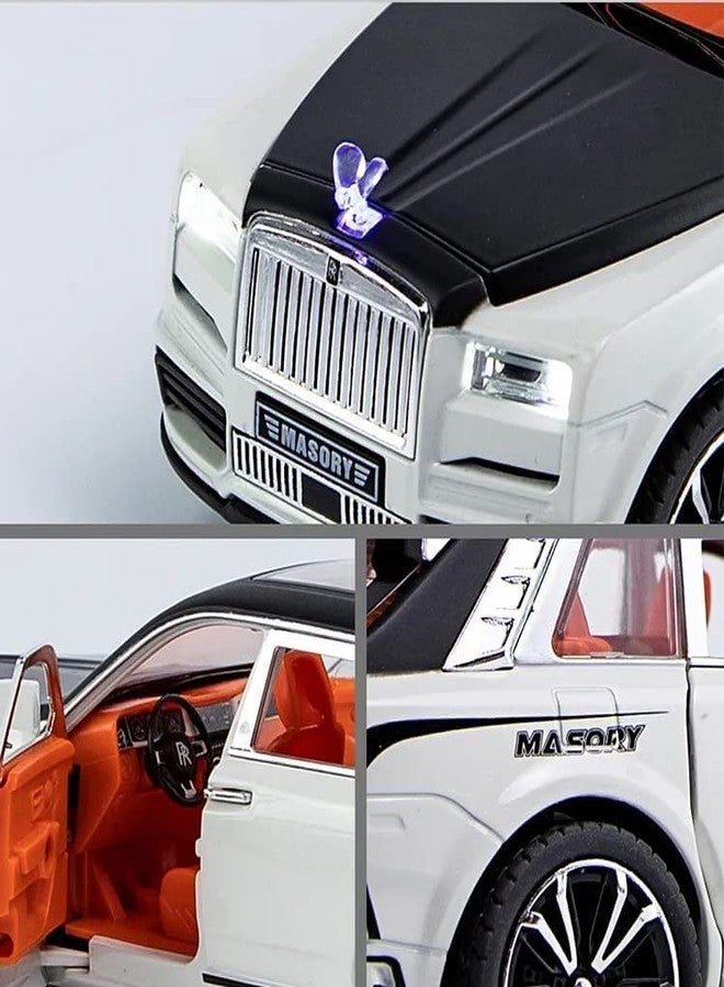PEZYOX Scale Exclusive Alloy Metal Pull Back Die-cast Car Model with Sound Light Mini Auto Toy for Kids Metal Model Toy Car with Sound and Light (1.32 Scale Rolls ROYS MASOORY-White) - Image 3